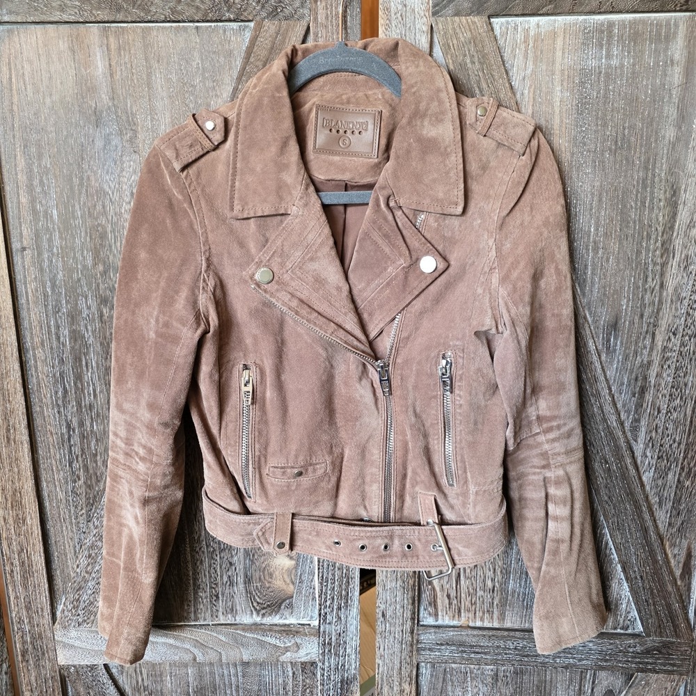 Blank NYC Jacket Women's Size Small Light Brown Suede Leather Moto Biker Lined